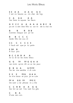 Les Mots Bleus Ghi chú đàn piano bởi Christophe - Arr.Bownio Elroytier