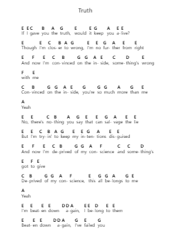 Truth Piano letter notes by Seether - Arr.Colyork