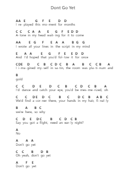 Dont Go Yet Nota surat piano oleh Camila Cabello - Arr.Vanlett Hudrey