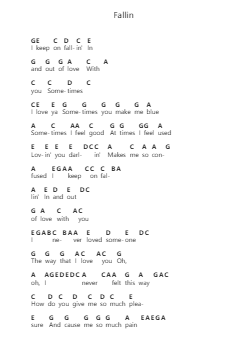 Fallin ピアノの音符 by Alicia Keys - Arr.Boralph Giltin