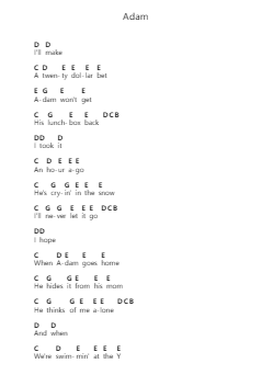 Adam Piano letter notes by Alex G ((Sandy) Alex G) - Arr.Cashshop