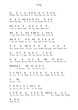 Holy Piano letter notes by Florida Georgia Line - Arr.Lopeare