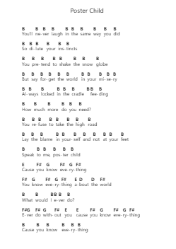 Poster Child 钢琴字母谱由 Born of Osiris - 编曲 Wildmy