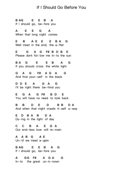 If I Should Go Before You Piano letter noten van City and Colour - Arr.Hulstone Lilsper
