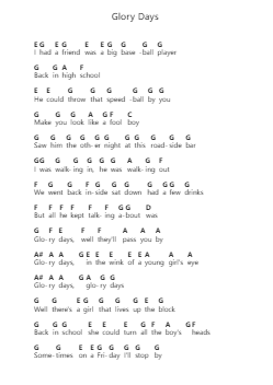 Glory Days Nota surat piano oleh Bruce Springsteen - Arr.Croftslop