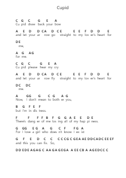 Cupid Catatan huruf piano oleh Sam Cooke - Arr.Scripla Brookfe