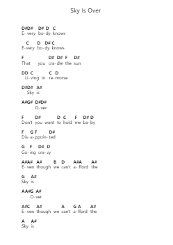 Sky Is Over Piano letter notes by Serj Tankian - Arr.Readeworth Phoezer