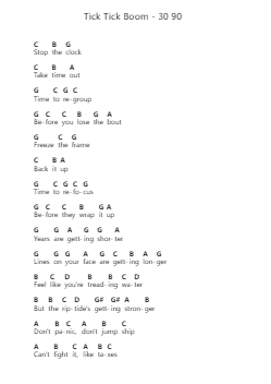 Tick Tick Boom - 30 90 鋼琴字母譜由 Misc Musicals - 編曲 Jonessibyl Midsopp