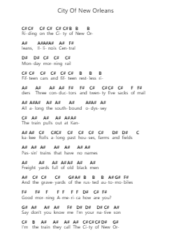City Of New Orleans 피아노 악보 Arlo Guthrie - 편곡 Primeg