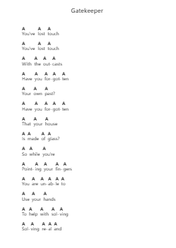 Gatekeeper Piano letter notes by As I Lay Dying - Arr.Wilbeth