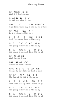 Mercury Blues 鋼琴字母譜由 Alan Jackson - 編曲 Jofield