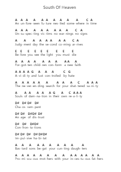 South Of Heaven Catatan huruf piano oleh Slayer - Arr.Charwen