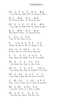 Handlebars โน้ตตัวอักษรเปียโนโดย Flobots - Arr.Glatiane Vicwolf