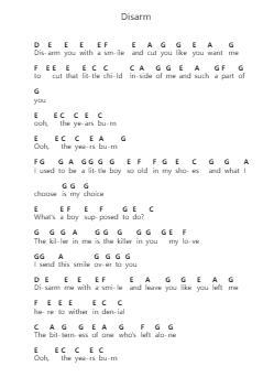 Disarm Piano letter notes by The Smashing Pumpkins - Arr.Morsedric