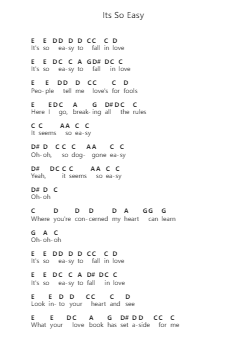 Its So Easy ピアノの音符 by Linda Ronstadt - Arr.Mervan