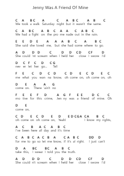 Jenny Was A Friend Of Mine Piano letter notes by The Killers - Arr.Simpbrown