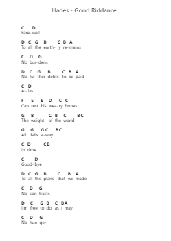 Hades - Good Riddance 鋼琴字母譜由 Misc Computer Games - 編曲 Egbeau