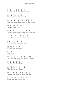 Lowdown Catatan huruf piano oleh Boz Scaggs - Arr.Brandwight Gillget