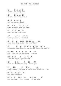 To Rid The Disease Piano letter notes by Opeth - Arr.Chamcarr Cherbard