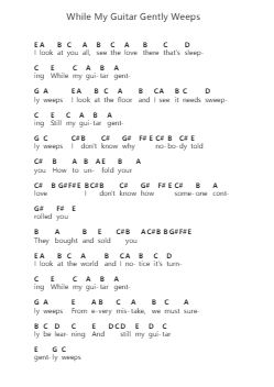 While My Guitar Gently Weeps Piano letter notes by Jeff Healey - Arr.Wheatmia