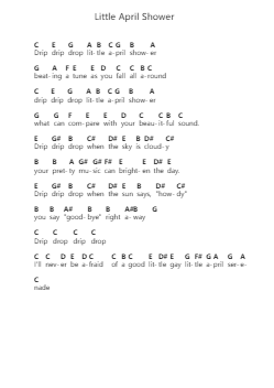 Little April Shower Piano letter notes by Larry Morey - Arr.Leighborn
