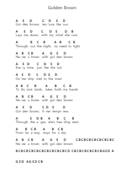 Golden Brown Piano letter notes by The Stranglers - Arr.Webbjohn Zafy
