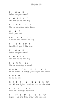 Lights Up Piano letter notes by Harry Styles - Arr.Leighruth