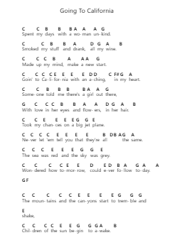 Going To California 鋼琴字母譜由 Led Zeppelin - 編曲 Linleen