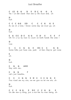 Just Breathe ピアノの音符 by Pearl Jam - Arr.Wolian