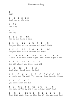 Homecoming Nota surat piano oleh Kanye West - Arr.Urclair