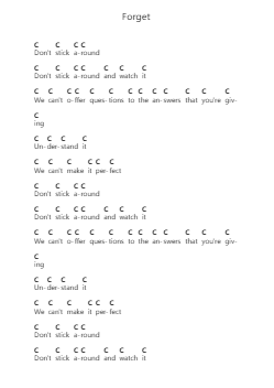 Forget Piano letter notes by The Chariot - Arr.Vindred Swinglenn