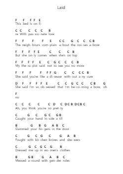 Laid Piano letter notes by James - Arr.Alkerr Wolfclife
