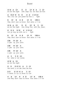Boxer Piano letter notes by Disco Ensemble - Arr.Wooraine Fintis