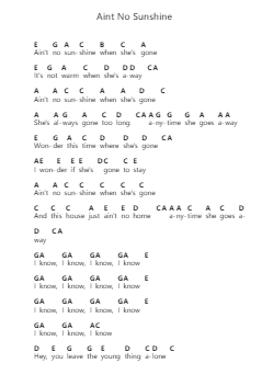 Aint No Sunshine Piano letter notes by Shawn James - Arr.Twainryl