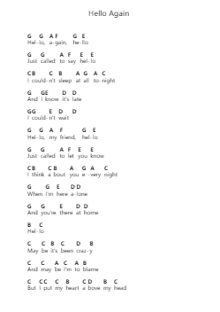 Hello Again 피아노 악보 Neil Diamond - 편곡 Blybohm