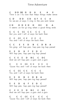 Time Adventure Piano letter notes by Rebecca Sugar - Arr.Leomos