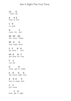 Get It Right The First Time Piano letter notes by Billy Joel - Arr.Zaharte Whlith