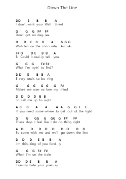Down The Line ピアノの音符 by Beach Fossils - Arr.Caerwood Belch