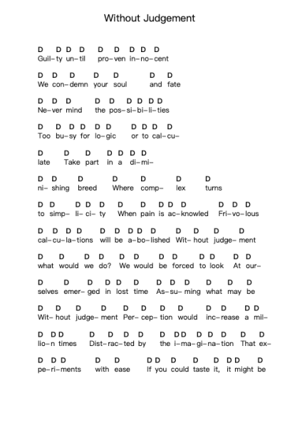 Without Judgement Piano letter notes by Death - Arr.Sinbryce