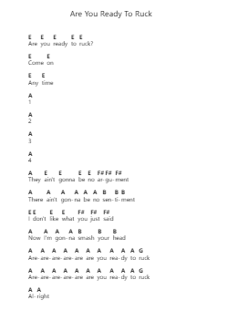 Are You Ready To Ruck Piano letter notes by Cockney Rejects - Arr.Tensoon Dwightbar