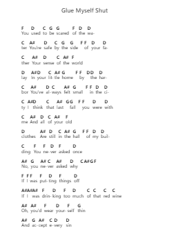 Glue Myself Shut Piano letter notes by Noah Kahan - Arr.Bairdbian Lystan
