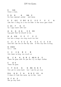 Off He Goes Piano letter notes by Pearl Jam - Arr.Beerthune