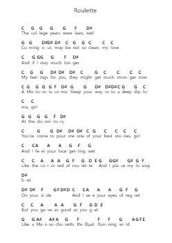 Roulette โน้ตตัวอักษรเปียโนโดย Red Hot Chili Peppers - Arr.Fesey Elroyrian