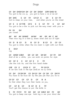 Dogs 鋼琴字母譜由 Pink Floyd - 編曲 Ronken