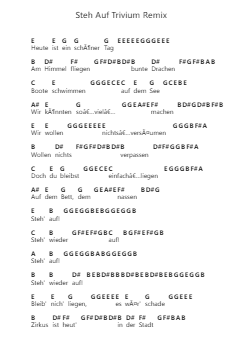 Steh Auf Trivium Remix Note letterarie per pianoforte di Lindemann - Arr.Pastowe Olseph