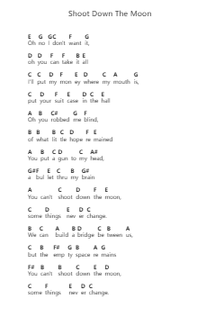 Shoot Down The Moon Piano letter notes by Elton John - Arr.Osrias Drewnia
