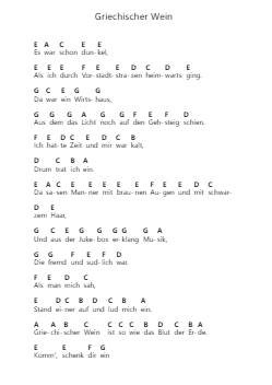 Griechischer Wein Piano letter notes by Udo Jürgens - Arr.Hudcie Rhoclark