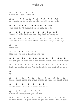 Wake Up Piano letter notes by Rage Against the Machine - Arr.Paggai Noelsay