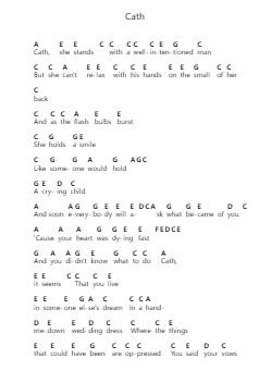 Cath Notas de piano en letras por Death Cab for Cutie - Arr.Brewsriah Lesrald