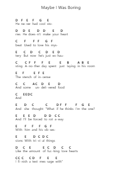 Maybe I Was Boring Nota surat piano oleh Wilbur Soot - Arr.Priestvy